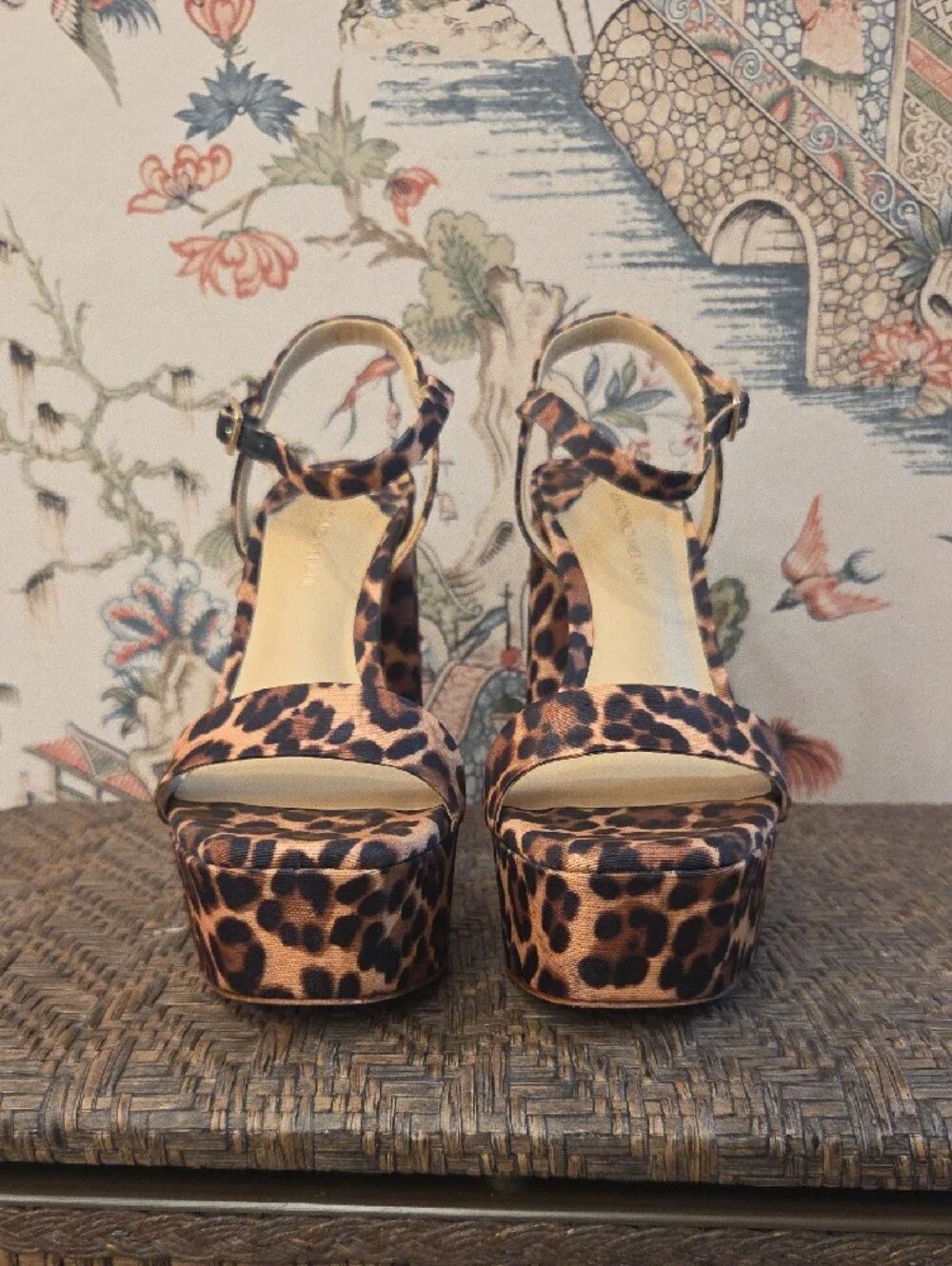 ANTONIO MELANI Leopard-Print Platform Ankle-Strap Heels - Brown/Black